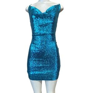 Verte  Blue Sequin Dress Size M L